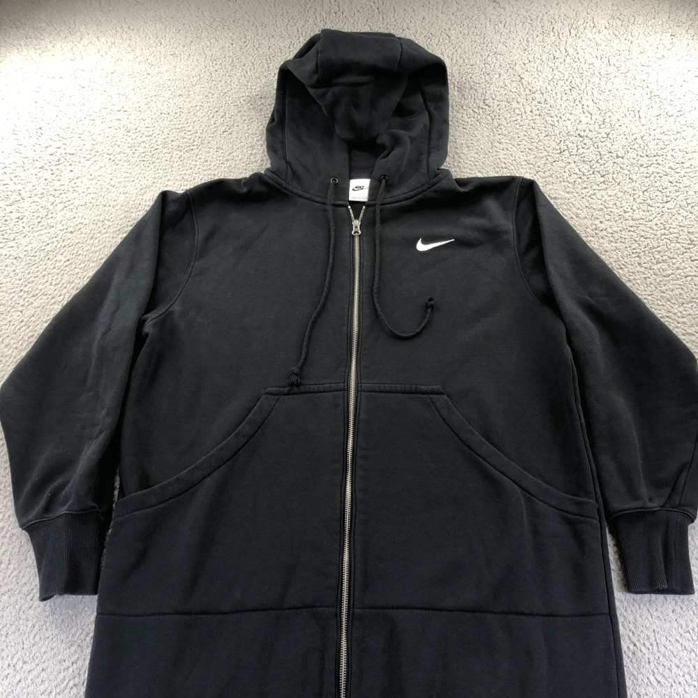 Nike Hoodie Womens Medium Black Phoenix Long Oversized Sportswear Full Zip - Picture 2 of 12